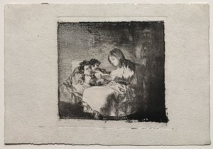 女人读给两个孩子，1824-1825年。 作者 弗朗西斯科·德·戈雅