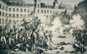 1854 年西班牙革命（石版画） 作者 弗朗西斯科·德·保拉·范·海伦