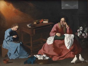 拿撒勒的众议院中的基督与圣母玛利亚c。 1640。 作者 弗朗西斯科·德祖巴兰