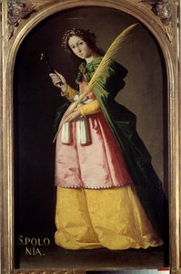 圣阿波罗（或阿波罗尼亚）脚下的肖像 弗朗西斯科·德·祖巴兰（Francisco de Zurbaran，1598-1664 年）17 世纪的绘画。 1.34 X 0.67 米。 作者 弗朗西斯科·德祖巴兰