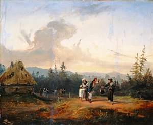 与犹太商人争论，1853年 作者 弗朗西塞克·科斯特雷夫斯基