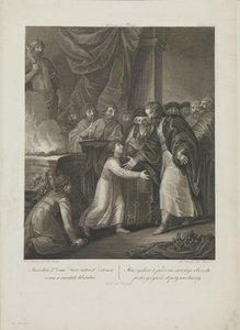 波兰的米什科一世接受祝圣，作者：Smuglewicz, Franciszek (1745-1807)。石版画，18 世纪晚期。私人收藏