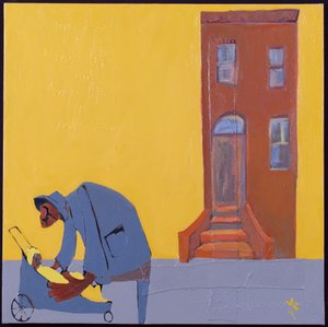 母与子》，2001 年（混合媒介画布）