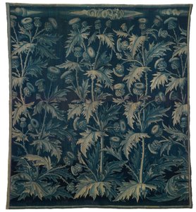 挂毯，带蓟的 Verdure 或 Les Chardons，法国-佛兰德，约 1500 年制作（羊毛）