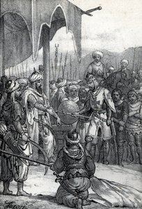 第七次十字军东征：国王路易九世在 1250 年 4 月 6 日的法里斯库尔战役中被俘（第七次十字军东征：1250 年 4 月 6 日，国王路易九世在法里斯库尔战役中被俘）。