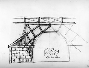 英国游记》中的建筑素描，约1766年（纸上铅笔）。