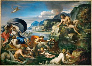 Acis et Galatee se derobant au regard de Polypheme Acis and Galatea hiding before Polyphemus ... 作者 弗朗索瓦 (1590-1650)（之后）巴黎水