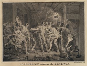 Adamites 的夜间聚会（雕刻） 作者 弗朗索瓦·莫雷伦·拉·凯夫（Morellon la Cave）