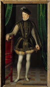 查理九世脚下的肖像（1550 - 1574）。 弗朗索瓦·克鲁埃 (Francois Clouet) 工作室的绘画 (1515-1572)