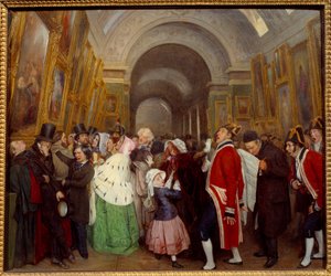 Four hours at the Salon Closure of the annual painting show in the Grande Galerie du Louvre. Painting by Francois Auguste Biard (1798-1882) 1847 Sun. 0,57x0,67 m