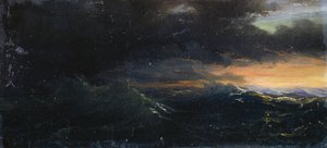 波涛汹涌的海上日落