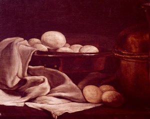 弗朗索瓦·邦万（Francois Bonvin，1817-1887）展示布里干酪的静物画，细节 作者 弗朗索瓦·邦文