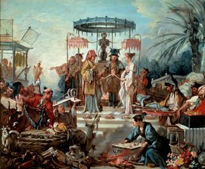 中国婚礼现场婚礼在中国皇帝的宫廷。 弗朗索瓦·布歇 (Francois Boucher) (1703-1770) 的画作，1740 年 Besancon，Musee des Beaux Arts 作者 弗朗索瓦·布歇