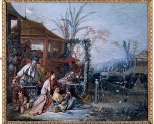 中国风：弗朗索瓦·布歇（Francois Boucher）（1703-1770）的“狩猎”绘画。 贝桑松美术博物馆 作者 弗朗索瓦·布歇