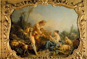自满的田园田园风光。 弗朗索瓦·布歇 (Francois Boucher) (1703-1770) 的画作，1737 年巴黎，国家档案馆 作者 弗朗索瓦·布歇