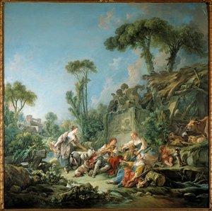 田园风光的牧羊人。弗朗索瓦-布歇（1703-1770）的画作 1768年的太阳。2,4x2,37米。纽约。大都会博物馆 作者 弗朗索瓦·布歇