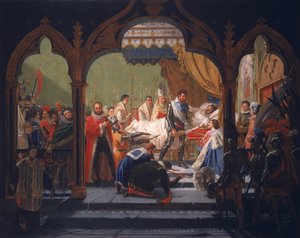 亨利四世（1553-1610）从垂死的亨利三世（1551-1589）1814获得君主制的属性 作者 弗朗索瓦自助餐