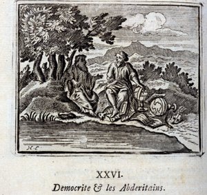 Democrite and the Abderitans.Jean de La Fontaine (1621-95)的寓言。插图：François Chauveau（1613-1676）。1728年的版本。 作者 弗朗索瓦·夏维