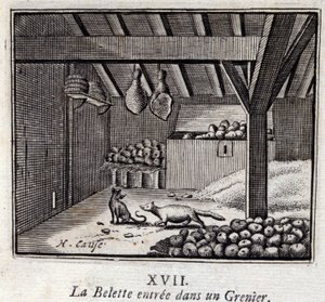 拉瓦塞特进入格雷尼耶。Jean de La Fontaine (1621-95)的寓言。插图：François Chauveau（1613-1676）。1728年的版本。 作者 弗朗索瓦·夏维