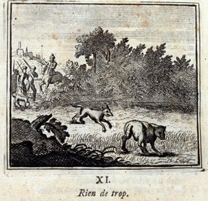 没有什么太多。Jean de La Fontaine (1621-95)的寓言。插图：François Chauveau（1613-1676）。1728年的版本。 作者 弗朗索瓦·夏维