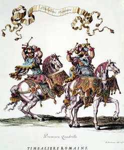国王路易十四（1638-1715）1662年赠送的旋转木马中的罗马计时器 弗朗索瓦-肖沃（1613-1676）的雕刻 17世纪 私人收藏