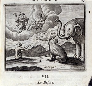 袋子。让-德-拉封丹（1621-95）的寓言。插图：弗朗索瓦-肖沃（1613-1676）。1728年的版本。 作者 弗朗索瓦·夏维