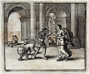尤利西斯的同伴们。Jean de La Fontaine（1621-95）的寓言。插图由François Chauveau（1613-1676）绘制。1728年的版本。