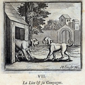 虱子和她的同伴。Jean de La Fontaine (1621-95)的寓言。插图：François Chauveau（1613-1676）。1728年的版本。 作者 弗朗索瓦·夏维