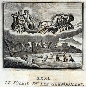 太阳和青蛙》。Jean de La Fontaine (1621-95)的寓言。插图：François Chauveau（1613-1676）。1728年的版本。 作者 弗朗索瓦·夏维