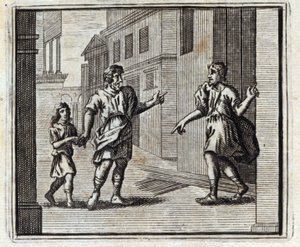 保存人是异教徒。让-德-拉封丹（1621-95）的寓言。插图：弗朗索瓦-肖沃（1613-1676）。1728年的版本。 作者 Francois Chauveau