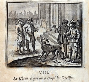 我们把狗的耳朵割下来。让-德-拉封丹（1621-95）的寓言。插图：François Chauveau（1613-1676）。1728年的版本。 作者 弗朗索瓦·夏维