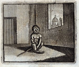 猴子。Jean de La Fontaine (1621-95)的寓言。插图：François Chauveau（1613-1676）。1728年的版本。 作者 弗朗索瓦·夏维