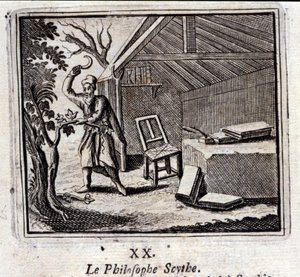 哲学家斯西特。Jean de La Fontaine (1621-95)的寓言。插图：François Chauveau（1613-1676）。1728年的版本。 作者 弗朗索瓦·夏维