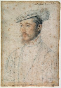 吉斯公爵弗朗索瓦·德·洛林 (1520 - 1563) 的肖像。 克鲁埃·弗朗索瓦（Clouet Francois，1515-1572 年）绘制的血黑色石头 作者 弗朗索瓦·克鲁埃