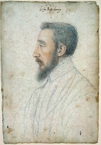 法国国王亨利二世（1519 - 1559）的肖像，大约在1547年。克鲁瓦-弗朗索瓦（1515-1572）绘制的血和黑石图 作者 弗朗索瓦·克鲁埃