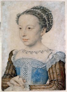 玛格丽特-德-瓦卢斯(1553-1615)或玛格特女王的肖像 弗朗索瓦-克鲁瓦(Francois Clouet，约1515-1572)用铅笔和血液绘制的肖像 16世纪的太阳。0.29 X 0.21米 尚蒂伊，康德博物馆 作者 弗朗索瓦·克鲁埃
