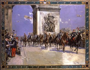 历史。 法国。 第一次世界大战。 7月4日巴黎胜利大游行 作者 Francois Flameng