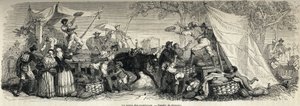 1861 年，马克·蒙尼尔（Marc Monnier，1829-1885 年）画的西瓜出售，描绘了那不勒斯和那不勒斯人。 1861 年雕刻的“Le tour du monde”。Selva 的收藏。 作者 弗朗索瓦·福斯特·安托万（后）费罗吉欧