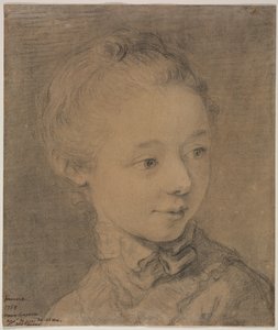 向右转的年轻女孩的头，1758年。