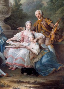 Louis Francois du Bouchet、Marquis de Sourches 和 Grand Prevot de France Detail 的家族。 弗朗索瓦·休伯特·德鲁埃 (Francois Hubert Drouais) (1727-1775) 的画作，1756 年 3.24 x 2.84 米