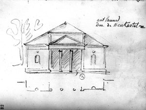 英国游记》中的建筑素描，约1766年（纸上铅笔）。