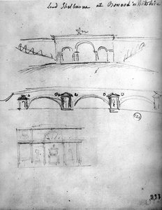 英国游记》中的建筑素描，约1766年（纸上铅笔）。