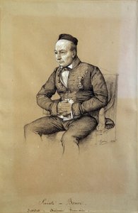 Charles Auguste Sainte Beuve (1804-1869) 的肖像，法国文学评论家和作家。 弗朗索瓦·约瑟夫·海姆 (1787-1865) 的绘画 作者 弗朗索瓦·约瑟夫·海姆
