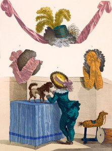 帽子的设计，由Dupin雕刻而成，来自&39;Galeries des Modes et Costumes Francais&39;的第325号板，1780年