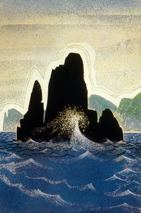 荷马的奥德赛：Gortyne的岩石，由Theo Schmied雕刻，1930-33彩色光刻 作者 弗朗索瓦路易斯史密斯