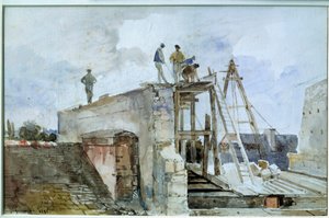 House construction site under construction seen from the Granet window at the Institute. Watercolour by Francois Marius Granet (1775-1849). 19th century. Dim. 0,25x0,38 m. Paris, Louvre Museum 作者 弗朗索瓦·马里乌斯·格兰内特