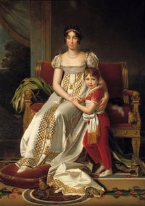 荷兰女王博哈奈 (Hortense de Beauharnais) (1783-1837) 和她的儿子拿破仑·查尔斯 (Napoleon Charles) 脚下的肖像 弗朗索瓦·杰拉德 (Francois Gerard) (1770-1837) 1807 年 0,32x0,24 m 作者 弗朗索瓦·帕斯卡尔·西蒙·杰拉德男爵