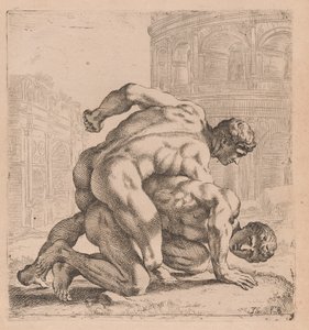美第奇摔跤手，侧视图，转向右侧[版画35］ 作者 弗朗索瓦·佩里尔