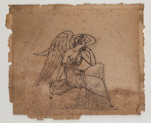 寓言人物，约 1825 年（纸上墨水和粉笔）