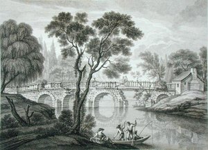 为西恩府的花园设计一座废桥，1778年出版（版画） 作者 弗朗索瓦·维瓦雷斯（Francois Vivarez）